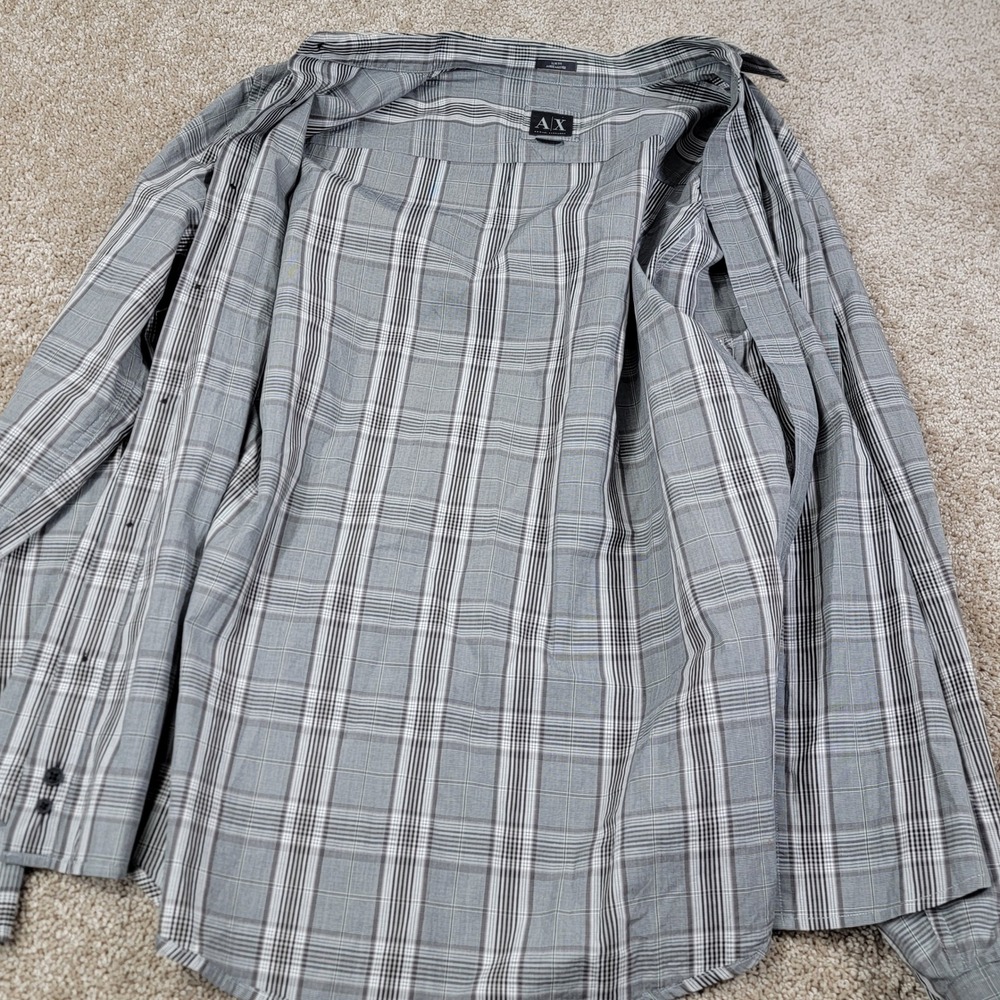 AX Armani Exchange Slim Fit Plaid Long Sleeve Button Down Shirt Men L - Picture 4 of 5